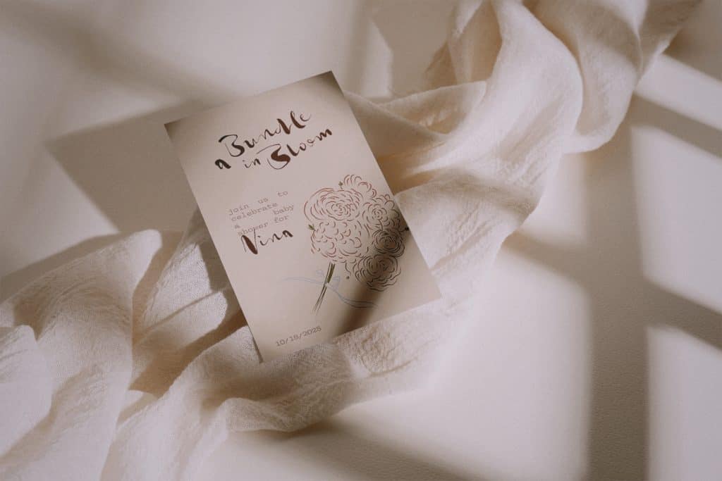 Invitation card for Burn in Bloom event by Nina.