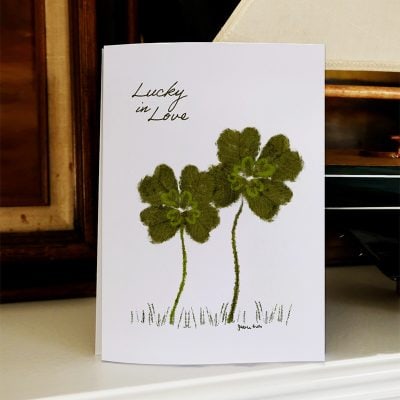 love lucky clover plant nature greeting card