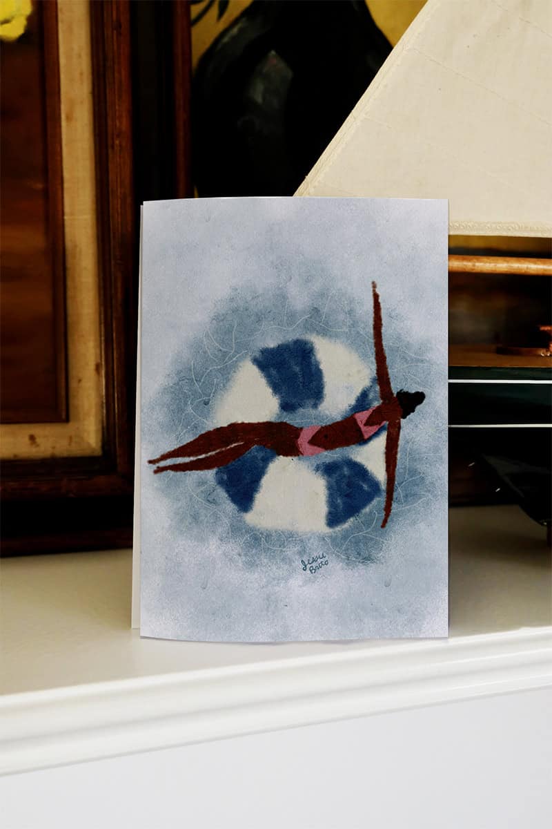 Sun pool lady cute summer greeting card