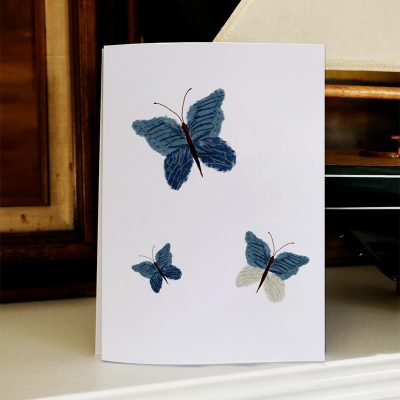 butterfly blue transform nature greeting card