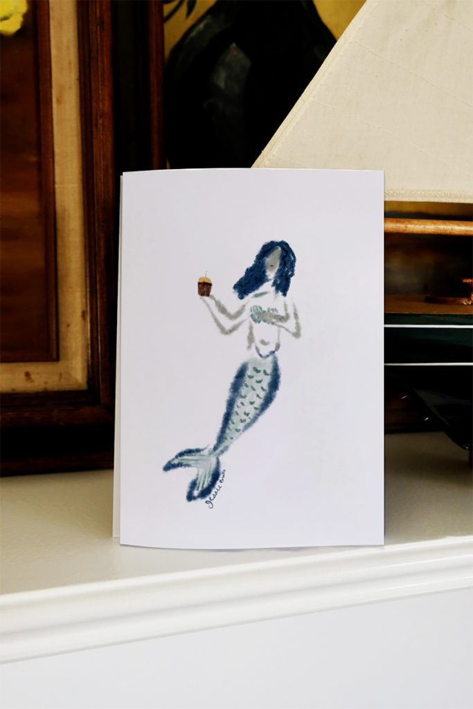 cupcake birthday mermaid ocean sea wave blue