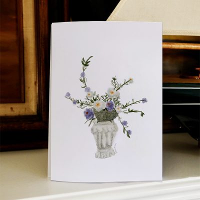 flower purple statue vase greeting card greeting card