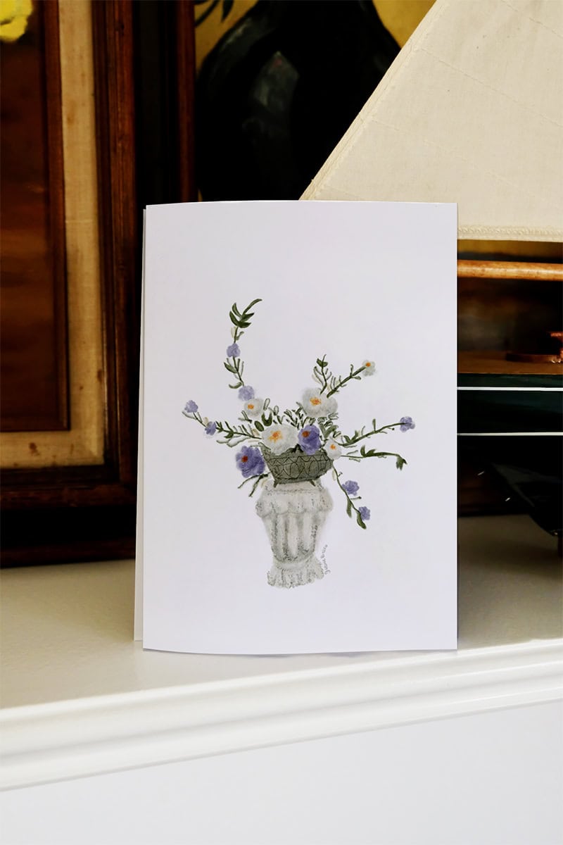 flower purple statue vase greeting card greeting card