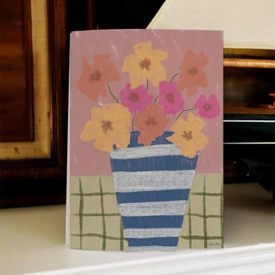 flower vase checkers peace wild greeting card