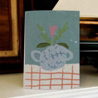 flower vase pastel quite blank greeting card orange calm peace