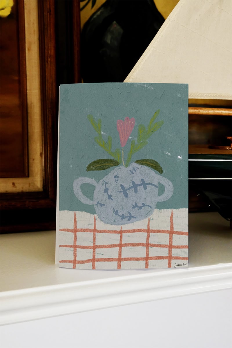 flower vase pastel quite blank greeting card orange calm peace
