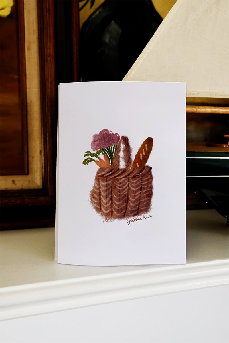 picnic basket flowers farmers market greeting card