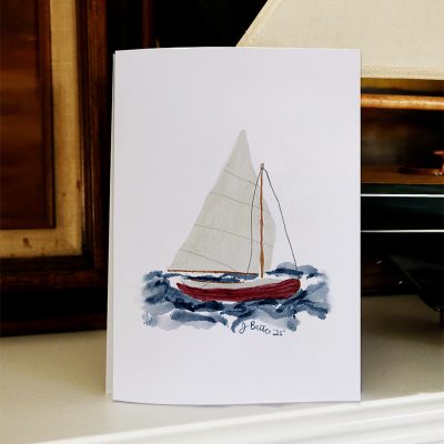 sailboat ocean coastal greeting card