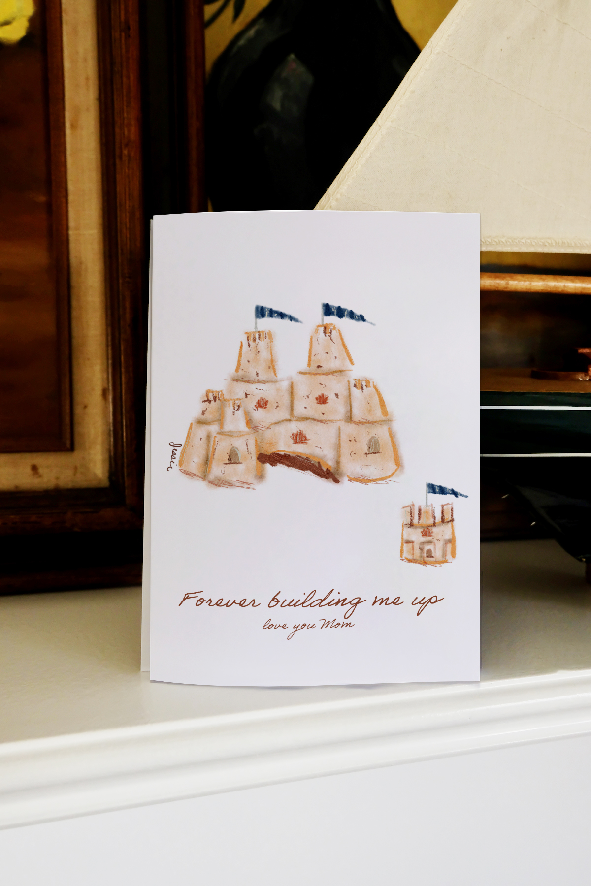 Mother's Day Sandcastle Greeting Card mom holiday beach ocean