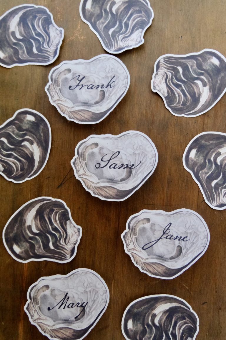 Oyster Place Cards - wedding custom - fine art