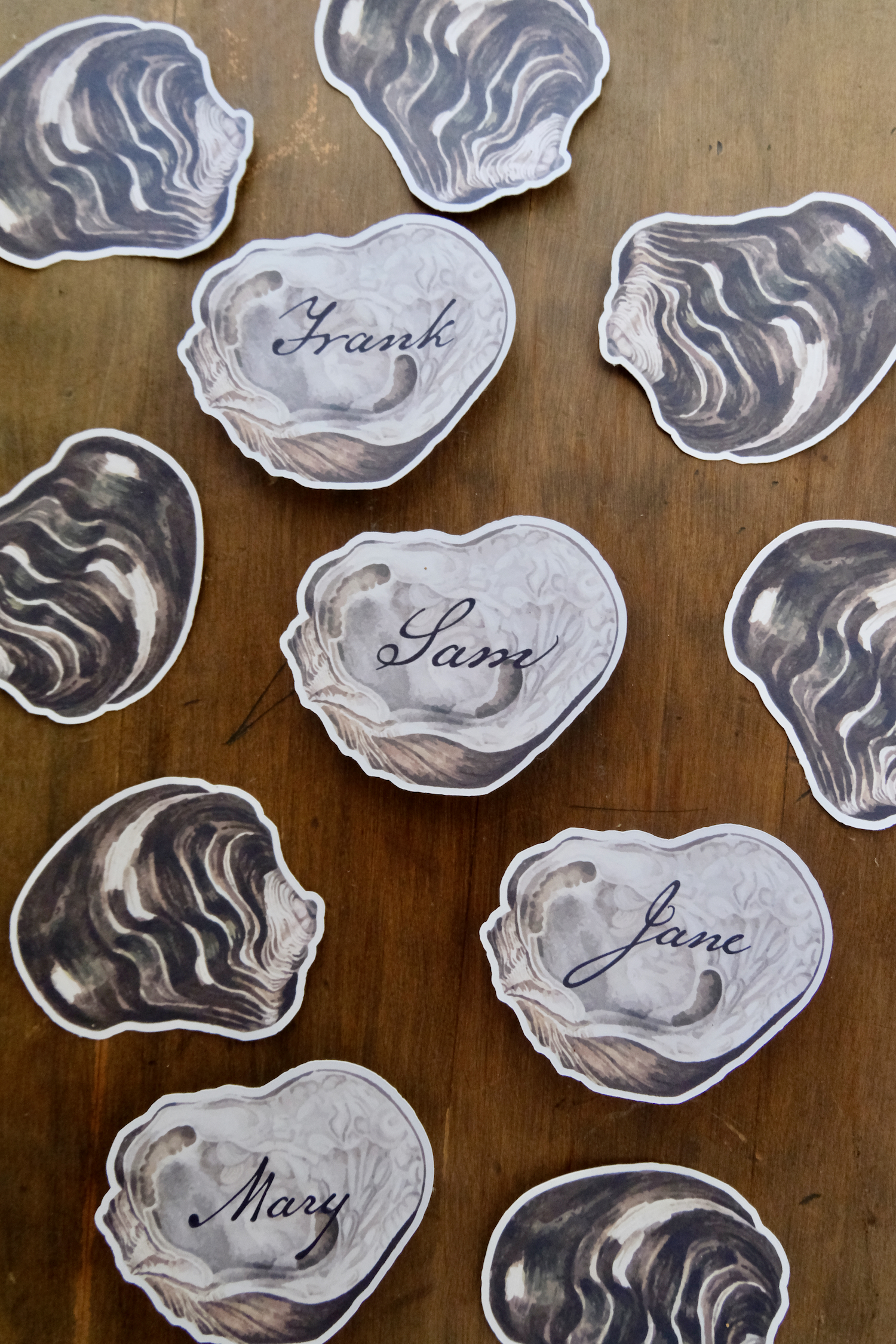 Oyster Place Cards - wedding custom - fine art